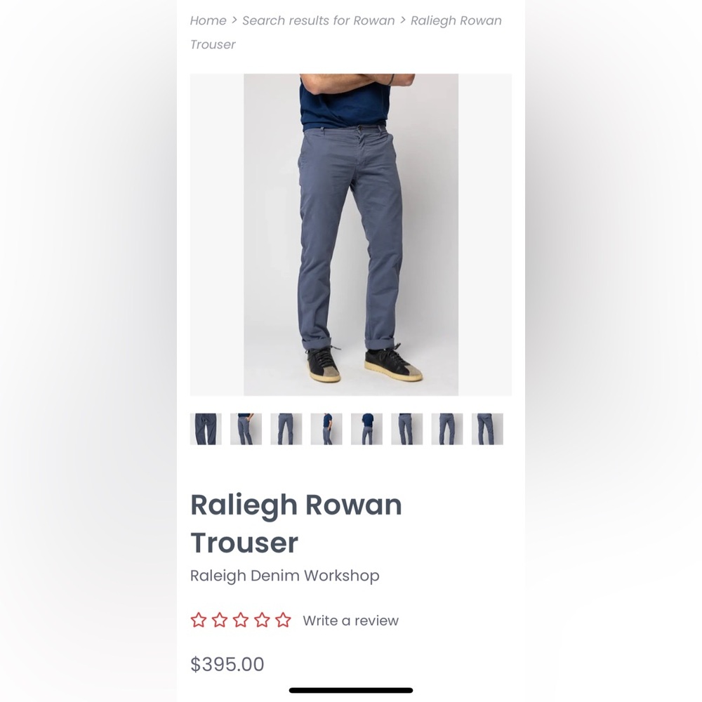 40/30 Raleigh Denim Rowan trousers 
Overcast